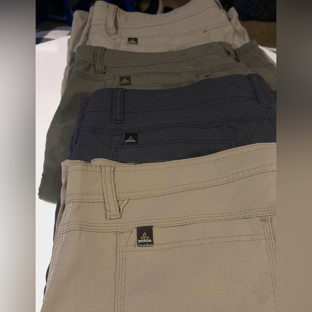 LOT OF FOUR PRANA BREATHE STRETCH NYLON/SPANDEX MENS 38/12 ADJ BELTED WAIST RARE - Picture 15 of 16